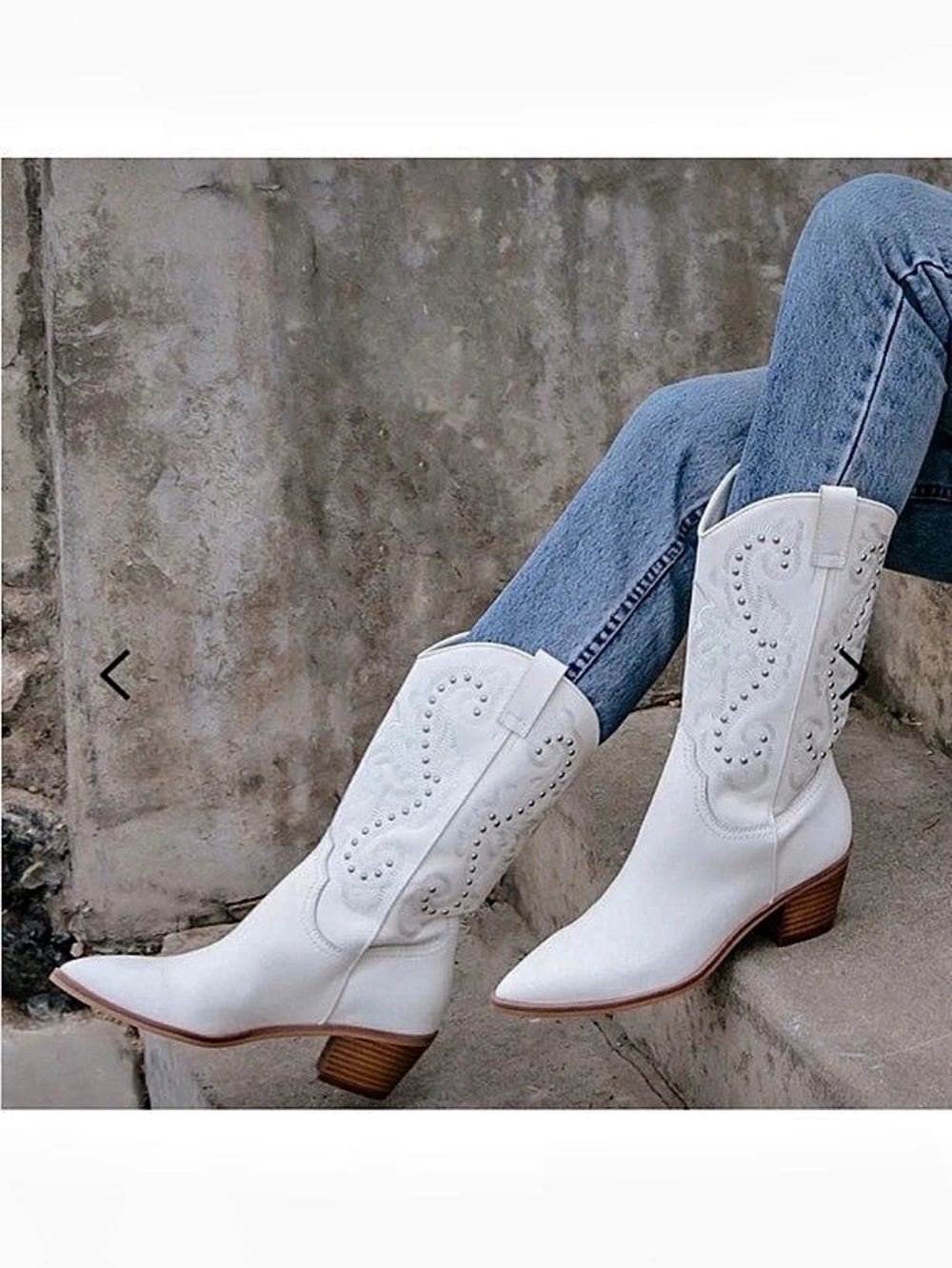 Dolce Vita Western Embroidered Boots in White Like New